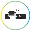 jigsaw solution idea icon, isometric puzzle, teamwork elements